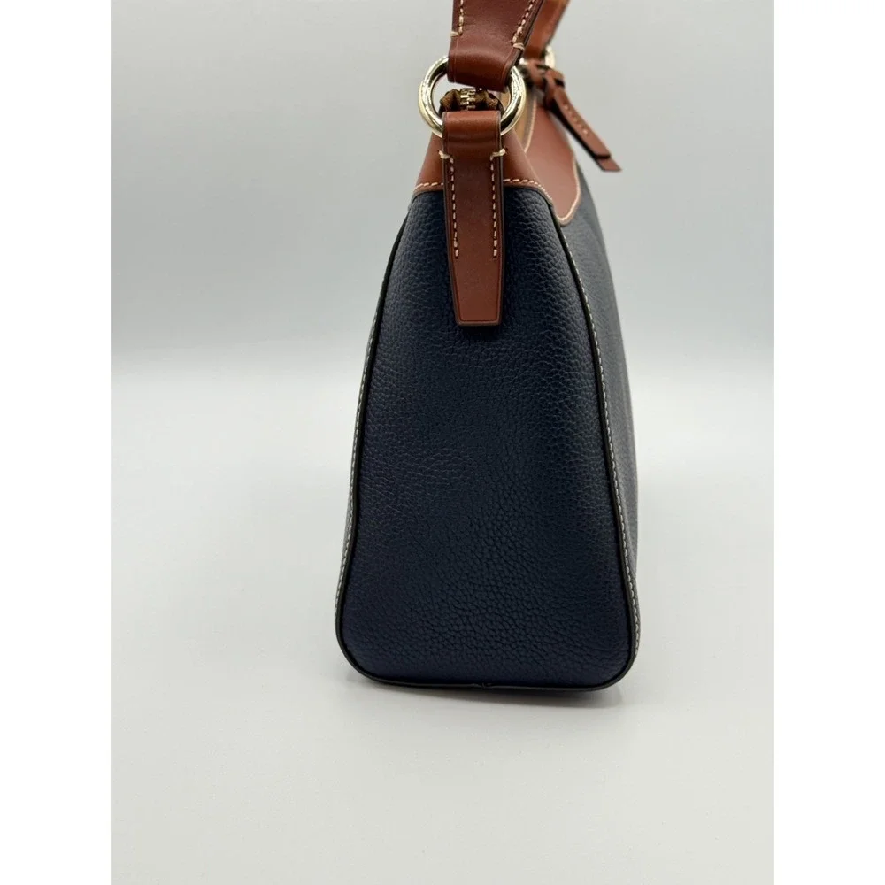 Dooney Bourke Midnight Blue Pebble Leather Large Raina Hobo Shoulder Bag Purse